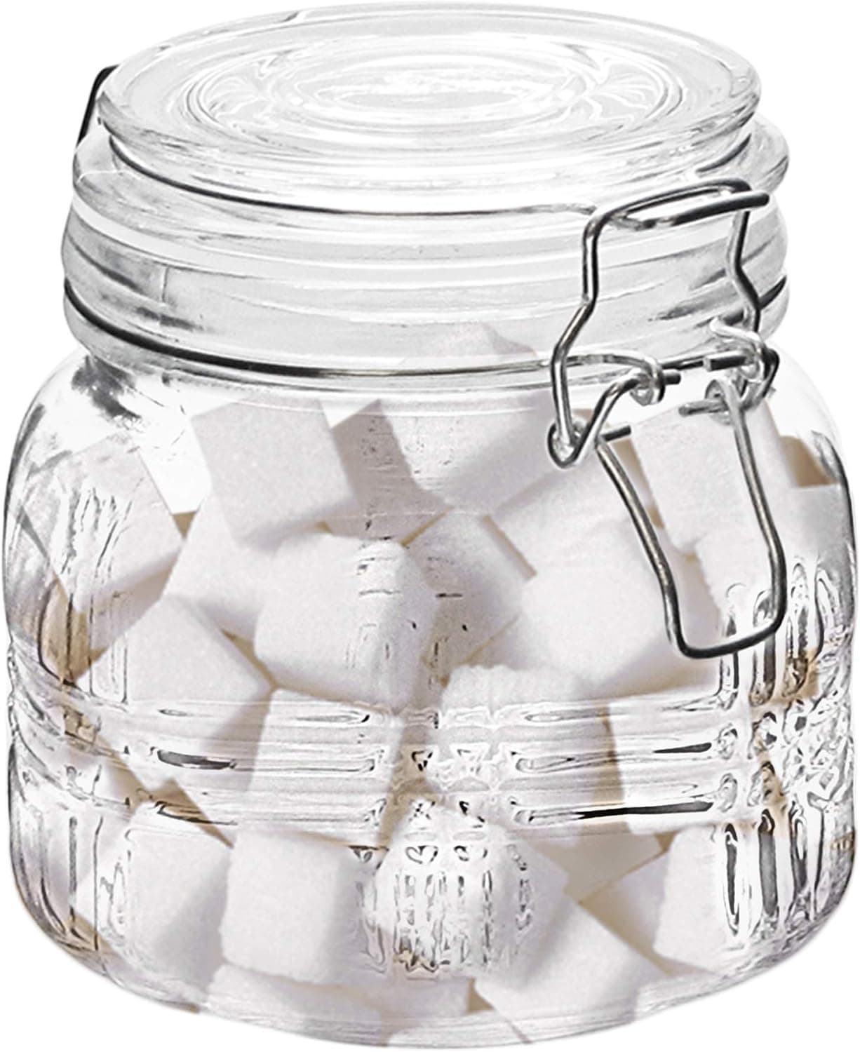 Stylesetter 303391-S Square Canister Glass Jar-25 oz w/Airtight Lid for Cookies, Candy, Coffee, Flour, Sugar, Rice, Pasta, Cereal & More, Small, Portland