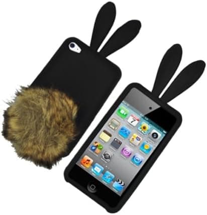 Bunny Cover Case for Apple iPod touch 4g, Black with Brown Tail