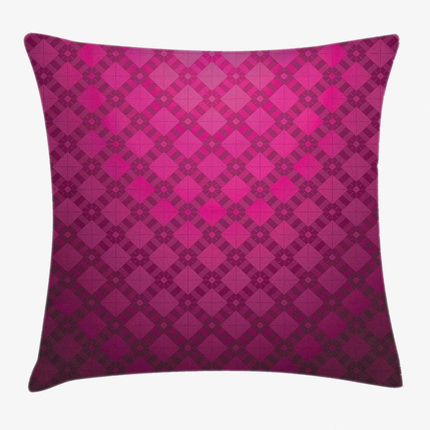 Ambesonne Magenta Throw Pillow Cushion Cover, Medieval Period Textured Damask Geometric Linked British Nostalgic Display Art Print, Decorative Square Accent Pillow Case, 16" X 16", Magenta Fuchsia