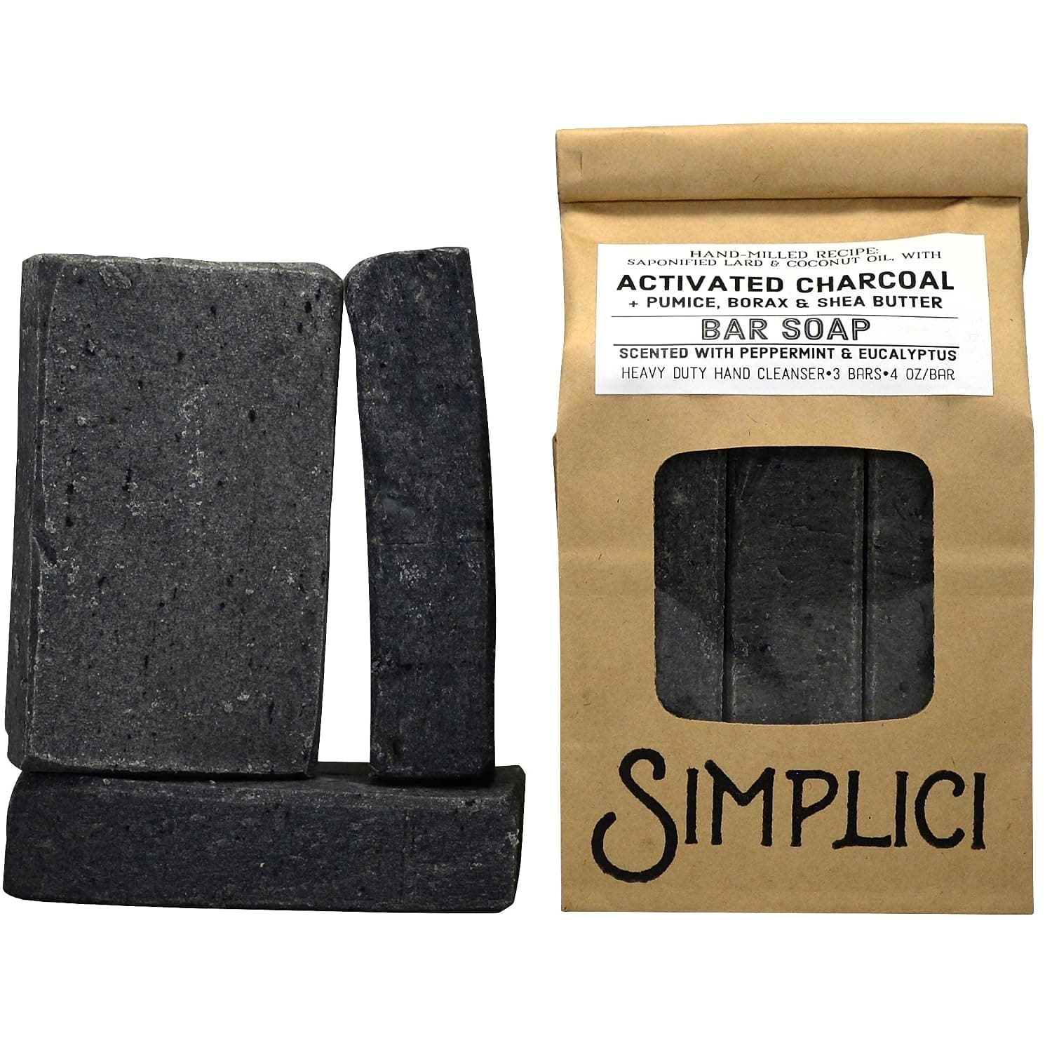 Simplici Mechanic Soap with Pumice, Charcoal & Shea Butter - Heavy Duty Hand Soap