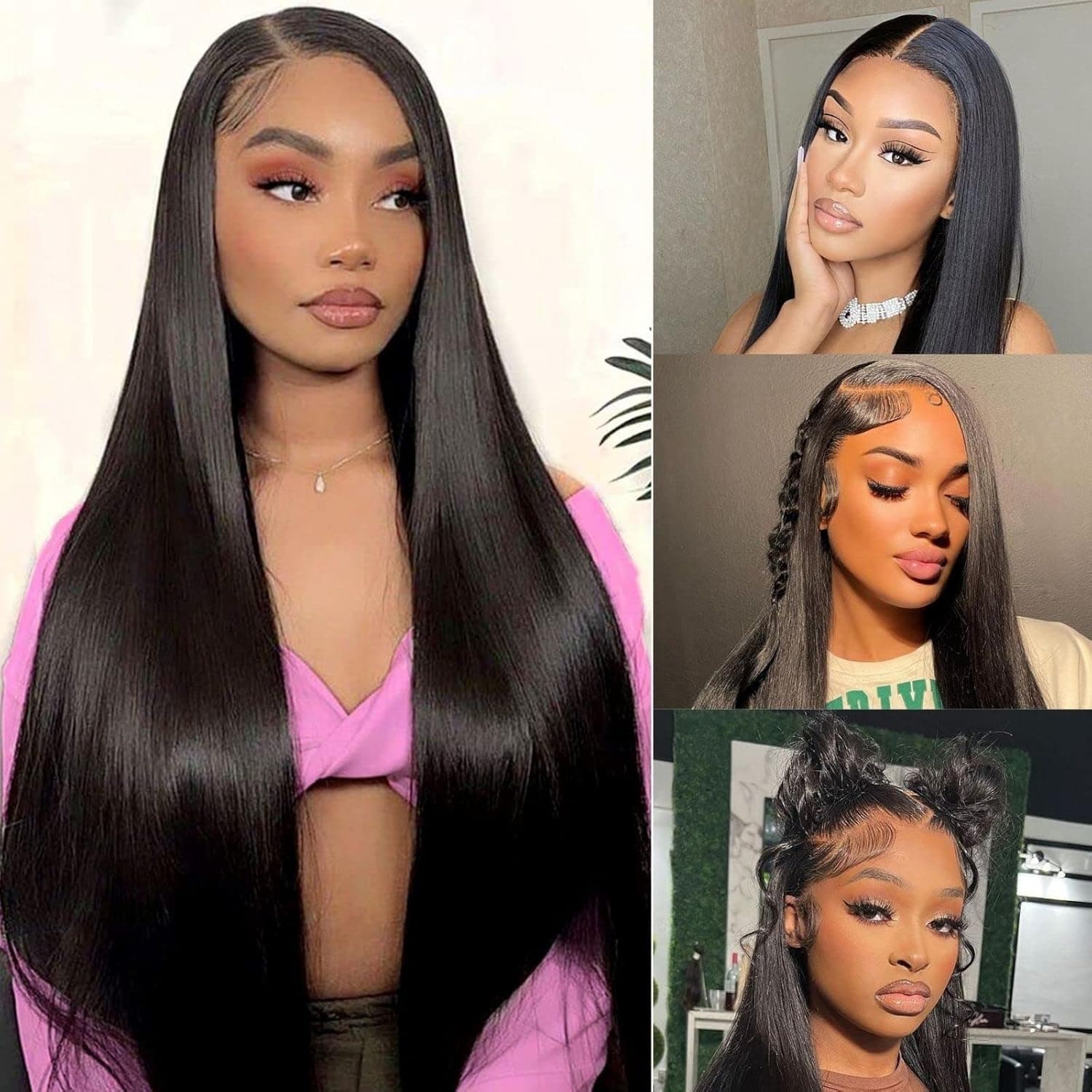 TMTM Straight Lace Front Wigs Human Hair 13x4 HD Transparent Lace Front Wigs Human Hair Pre Plucked Straight Human Hair Wigs for Black Women Glueless Wigs Natural Black Color 18 Inch