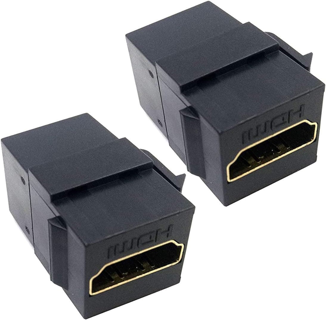 Poyiccot HDMI Coupler Keystone Jack, (2-Pack) Gold-Plated HDMI Female to Female Insert Wall Plate Connectors Adapter-Black