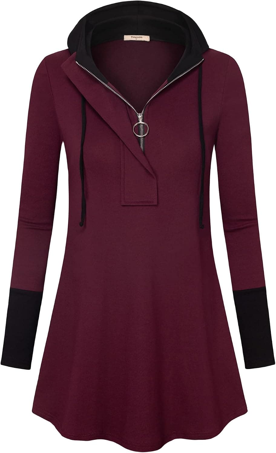 Timeson Womens pullover T-shirt Long Sleeve Jersey Fashion Blouse Tops (X-Large, WIN) Wine Red