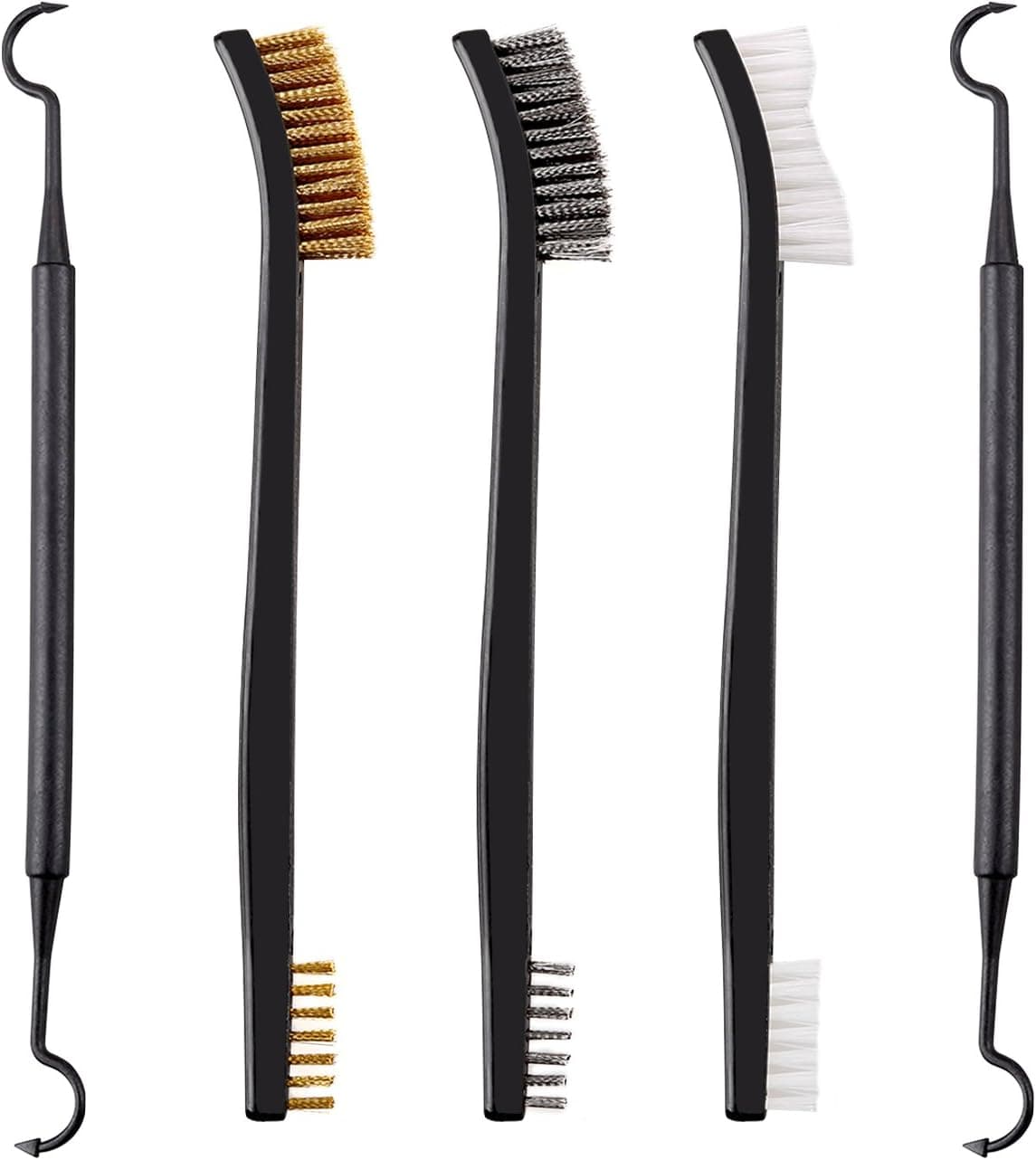 SportsEveryday Gun Cleaning Brush and Pick Set, Double Ended Nylon/Brass/Stainless Steel Gun Cleaning Brush Set and 2 Double Ended Picks