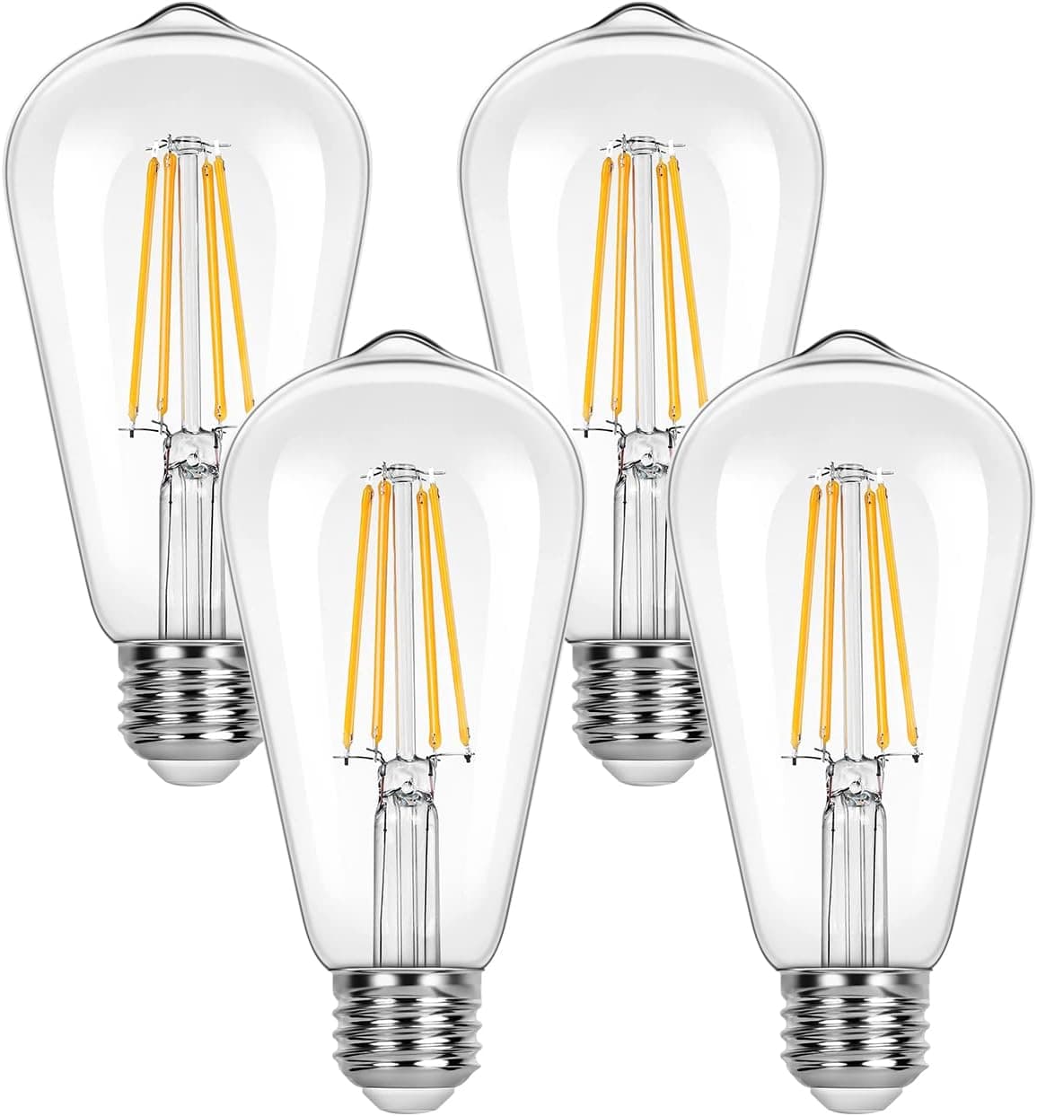 Lepro Dimmable Edison Bulbs 60 Watt Equivalent LED Bulb, Filament Vintage Light Bulbs, 2700K Warm White, E26 Medium Base, ST58 Antique Style, Clear Glass, 4 Packs