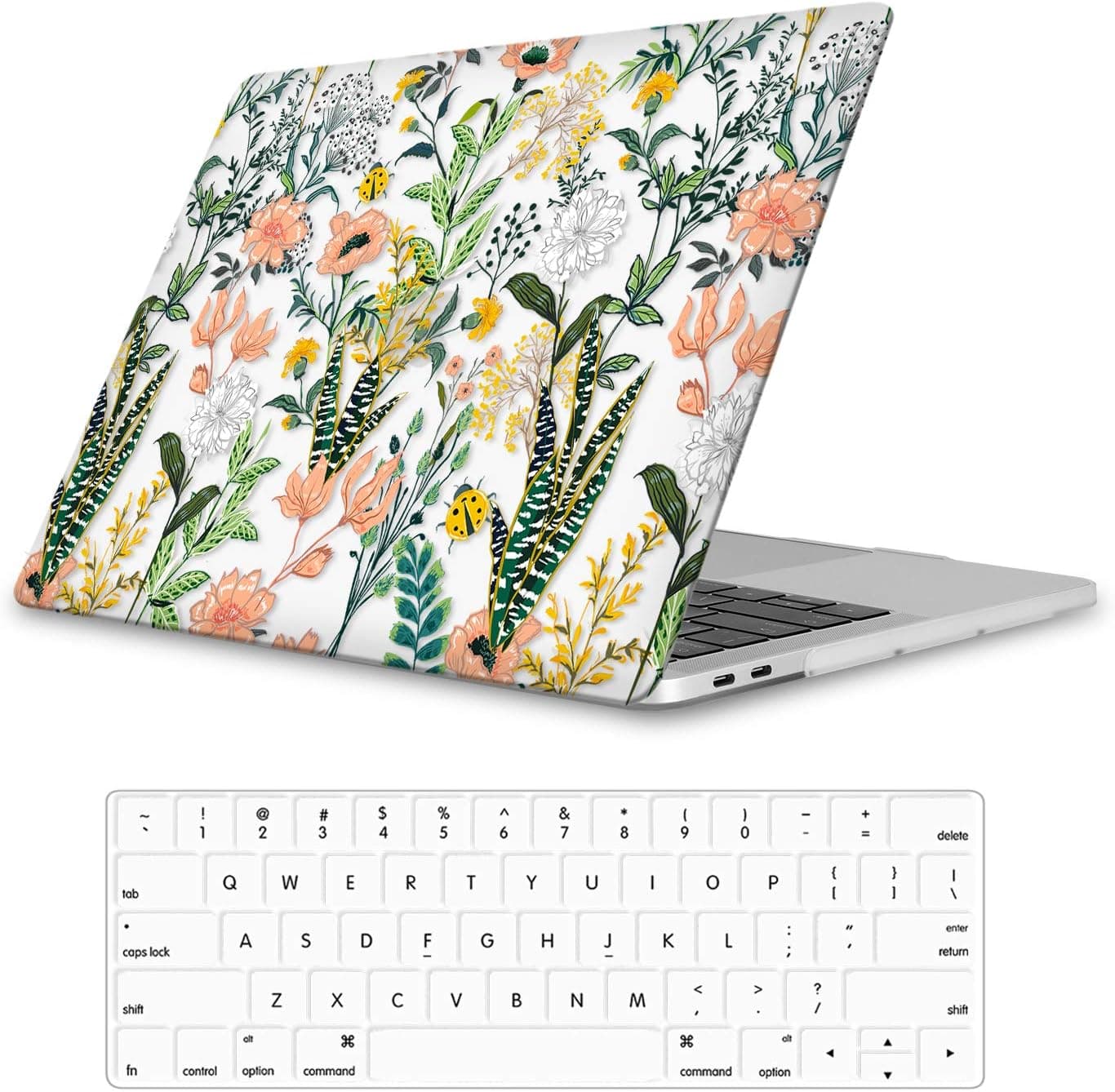 iLeadon MacBook Air 13 inch Protective Hard Case Rubber Coated Ultra Thin Shell Cover+Keyboard Cover for Older Version MacBook Air 13 inch Model A1369/A1466 (MacBook Air 13", Elegant Flowers)