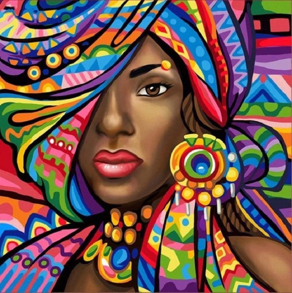 Adult Children's Wooden Puzzle 1000 Pieces African American Woman Art Drawing Pattern Game Fun Toys Gifts Suitable for Family Friends，Valentine's Day Gift