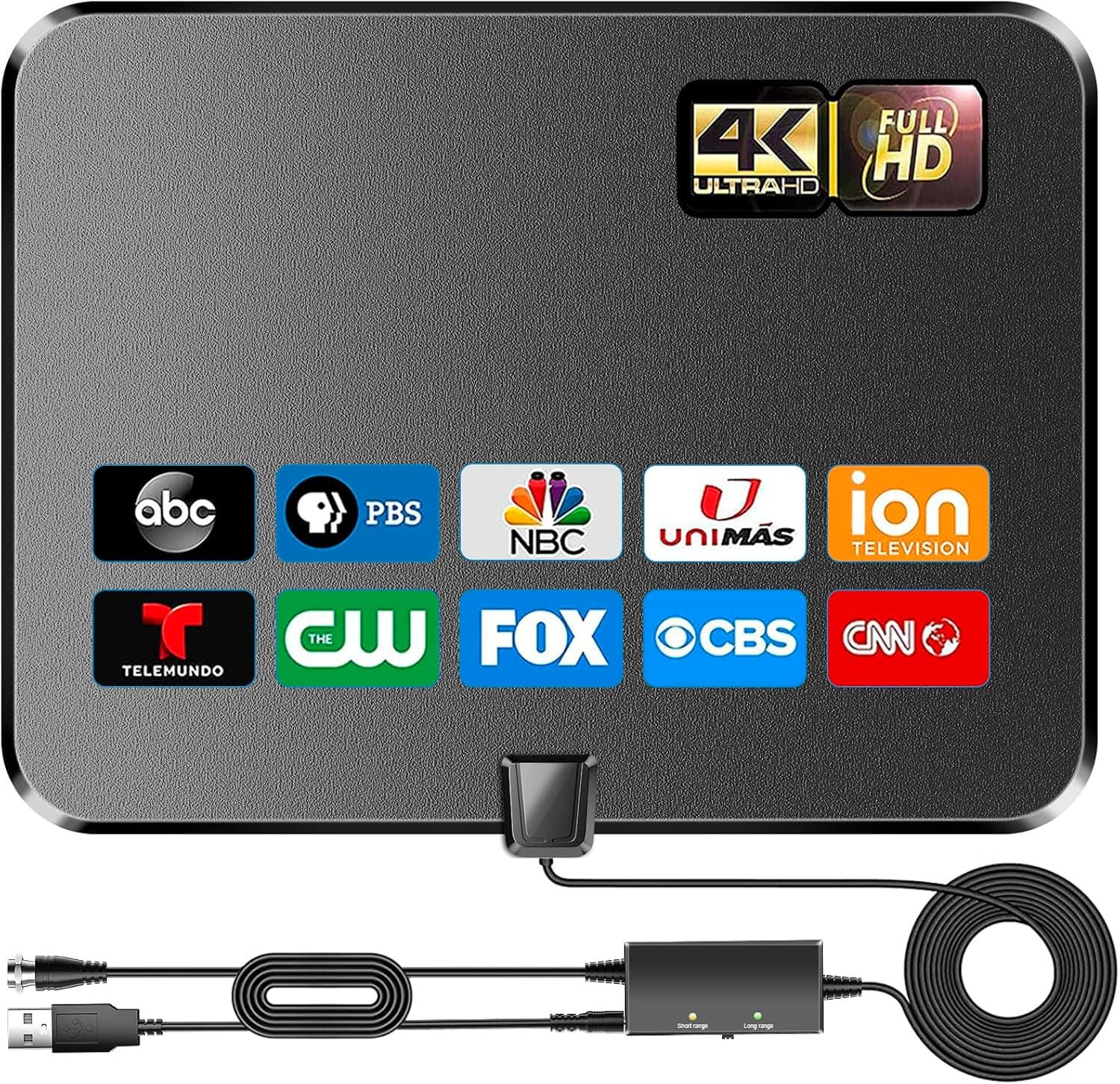 TV Antenna - Digital Antenna for TV Support 4K 1080p Antenna TV Digital HD Indoor 320+ Miles Long Range TV Antenna for Smart TV and All Older TV's -Signal Booster 16FT HDTV Coax Cable