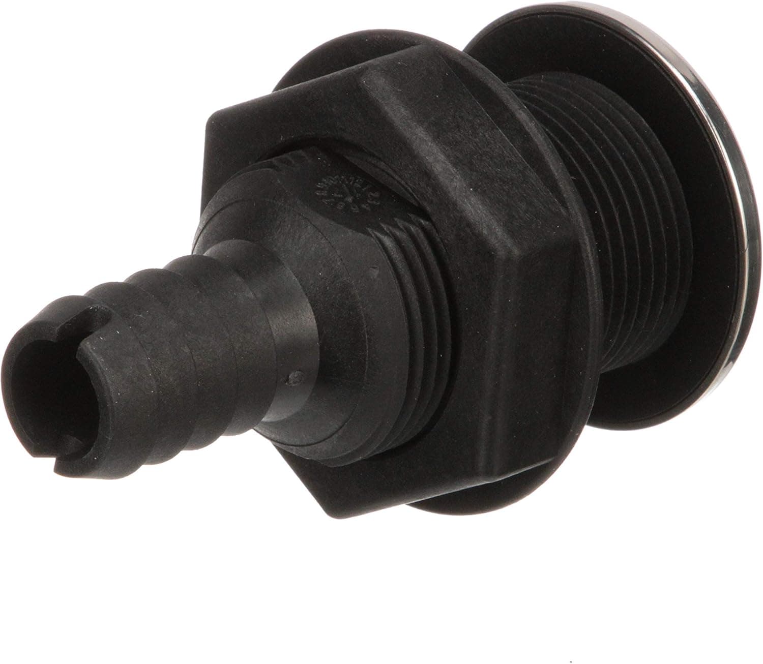 Seachoice Covered Thru-Hull Fitting w/Stainless-Steel Flange, Fits 3/4 in. ID Hose,Black
