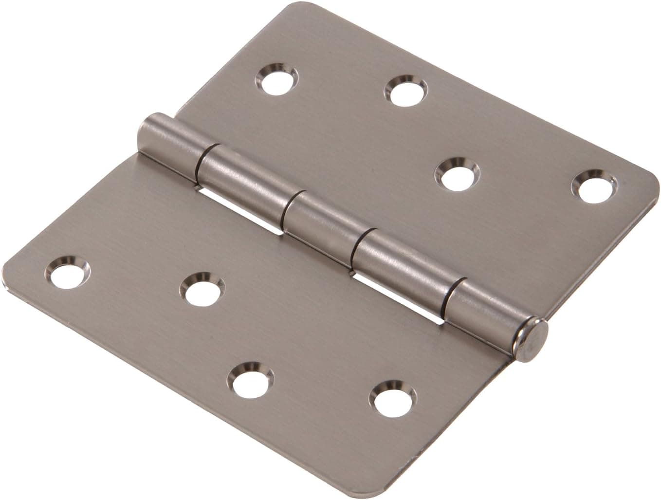 Hardware Essentials Round Corner 1/4" Full Mortise Door Hinge Stainless Steel 4"