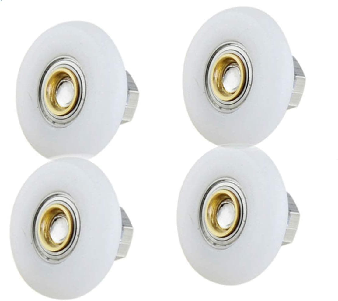 Shower Door Rollers Replacement 7/8" Bathroom Pan Glass Sliding Door Pulleys Sliding Door Rollers Replacement Shower Door Hardware Installation Kit 4PCSRoller diameter 23mm