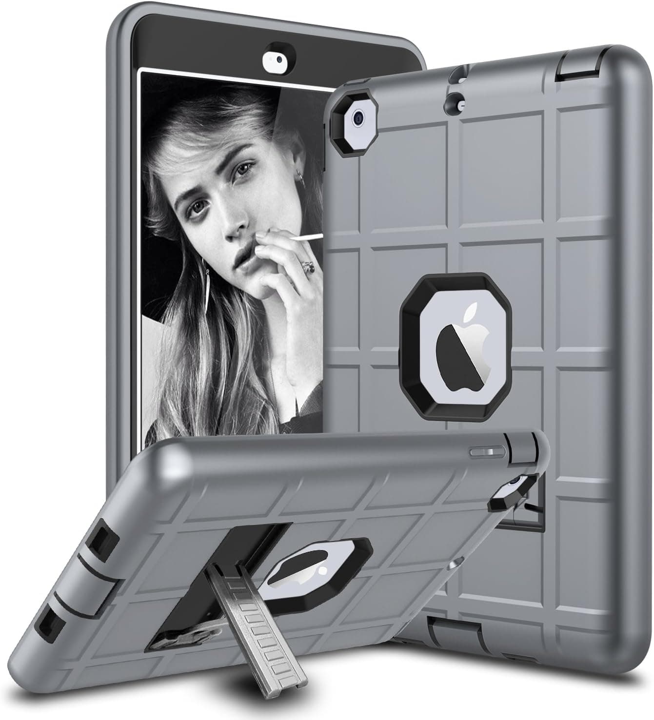 Elegant Choise iPad Mini Case, iPad Mini 2 Case, iPad Mini 3 case, iPad Mini 1 Case, Mini iPad Case&Heavy Duty 3 Layer Armor Defender iPad Mini Protective Case for iPad Mini 2 with Stand (Grey)
