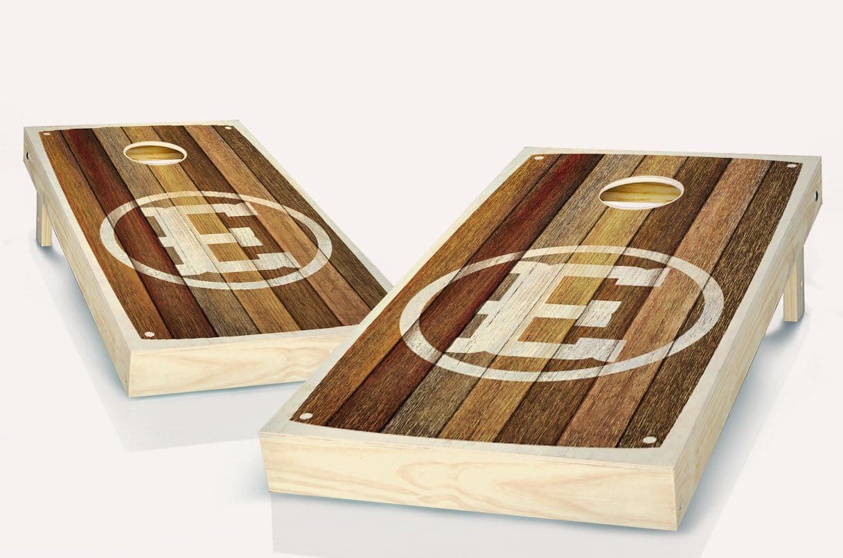 Barn Wood Monogrammed Stained Custom Cornhole Boards Regulation Size Game Set Baggo Bean Bag Toss + 8 ACA Regulation Bags