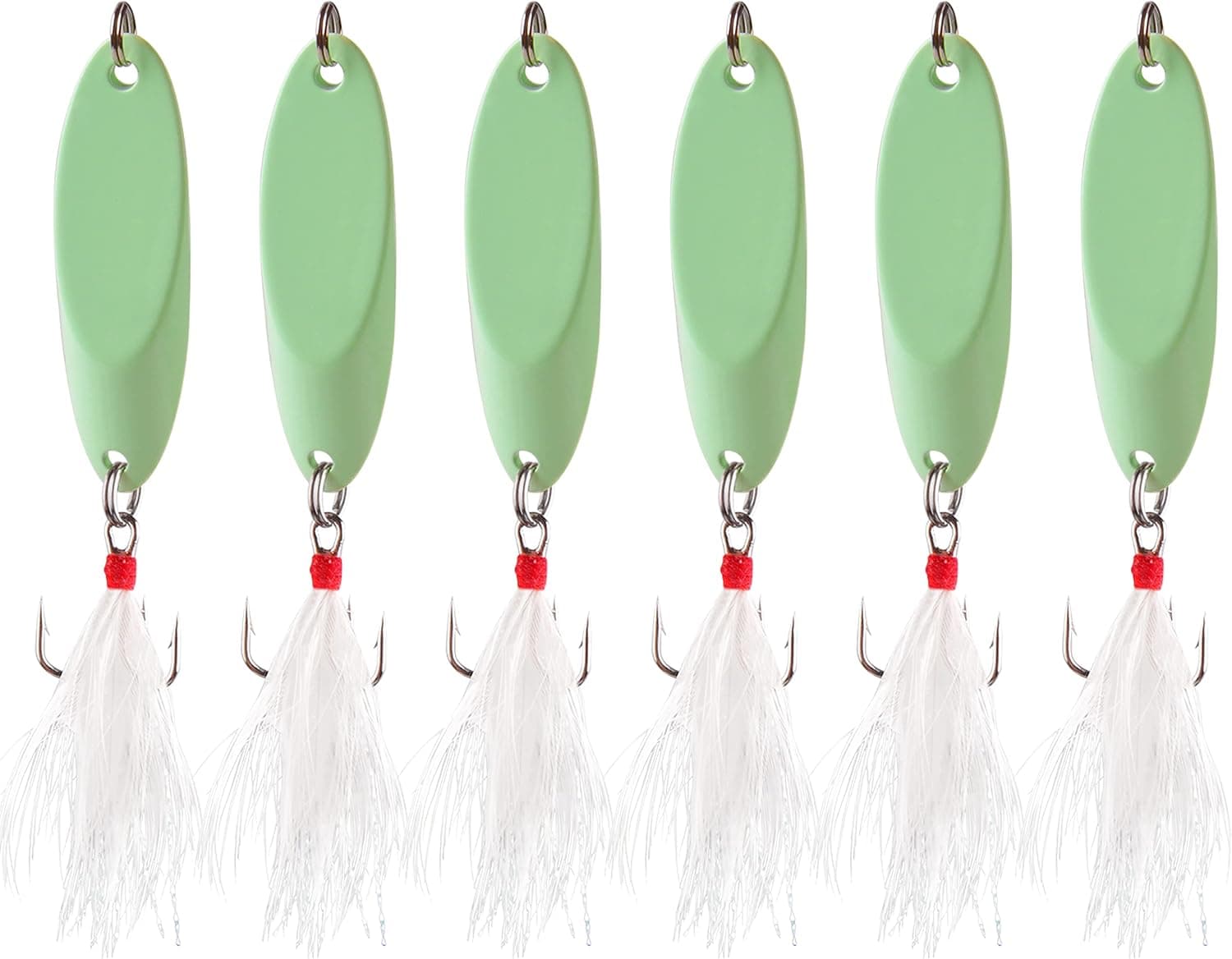 Luminous Fishing Spoon Lures,6/12pcs Metal Spoon Trout Lures Casting Trolling Spoons Treble Feather Hooks Spinner Bait for Bass Salmon Saltwater Freshwater 1/5oz-1oz
