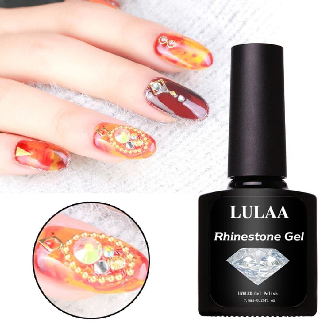 Women's Nail Art Rhinestone Glue, Jiayit DIY Art Nail Polish Glue Rhinestone Adhesives Super Sticky Tools UV Gel (Clear)