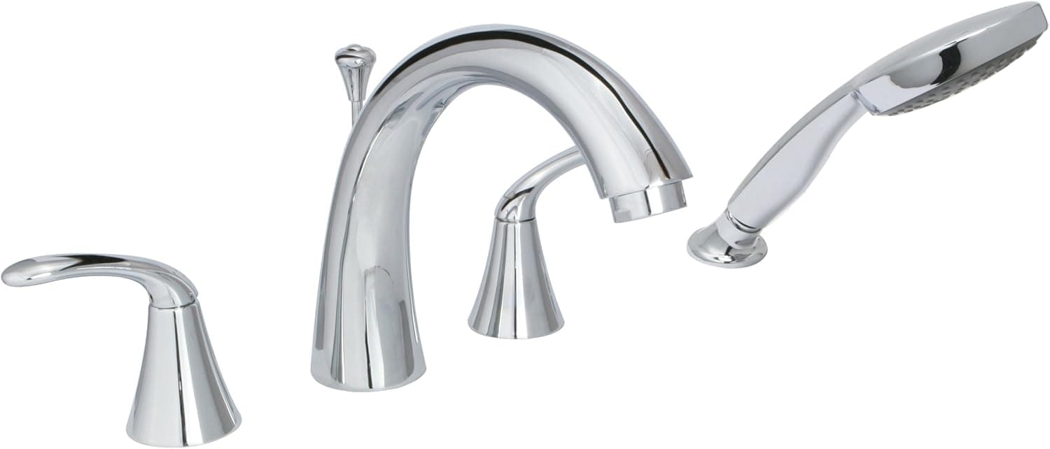 Huntington Brass 14740-01 8-Inch - 16-Inch Builders 2-Handle Deck-Mount Roman Tub Faucet with Hand Shower, Chrome