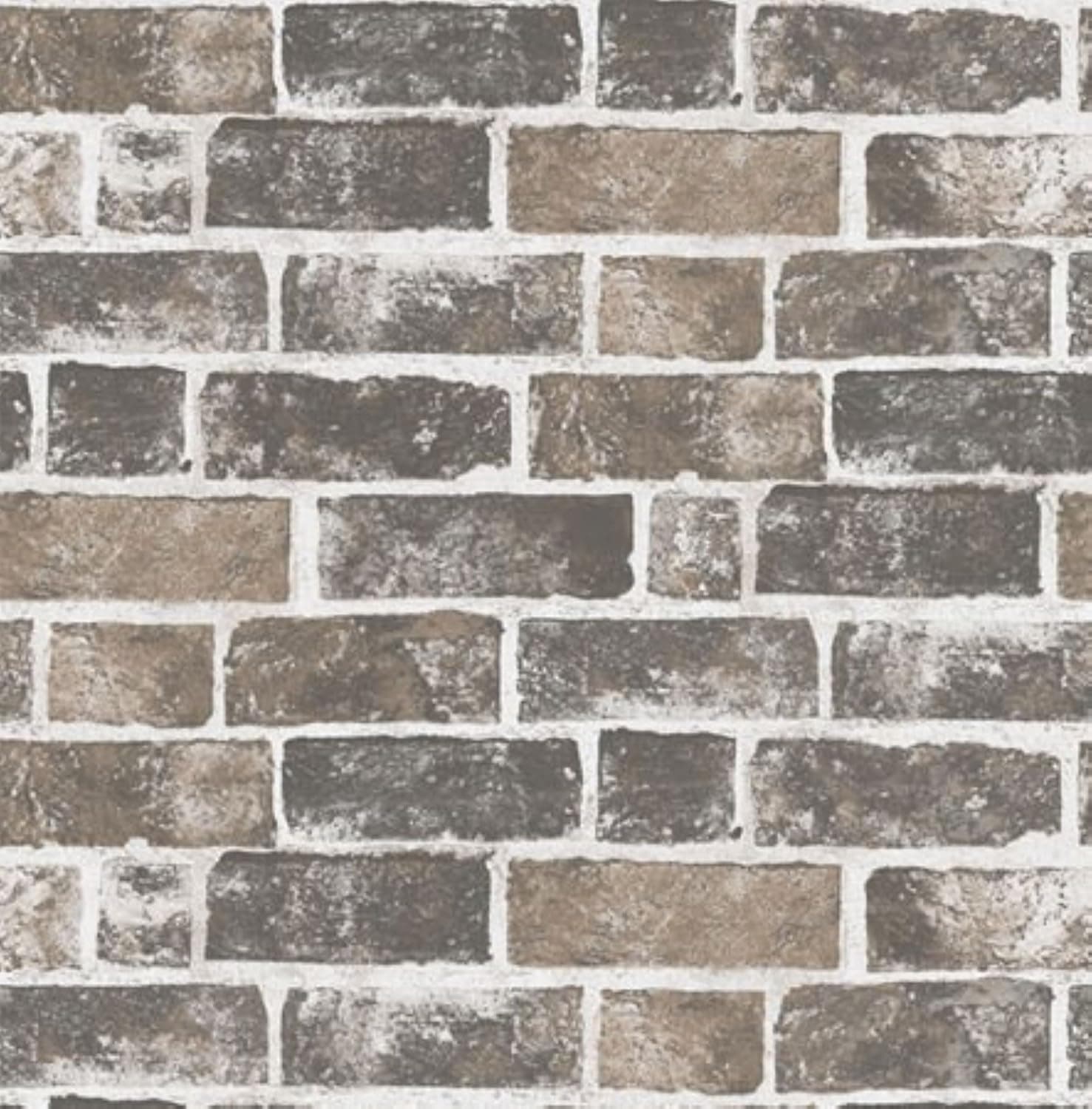 Manhattan Comfort Signature Collection Washed Faux Brown Brick Vinyl Wallpaper, Textured Stone Look Decorative Design, 18 Ft x 27 in