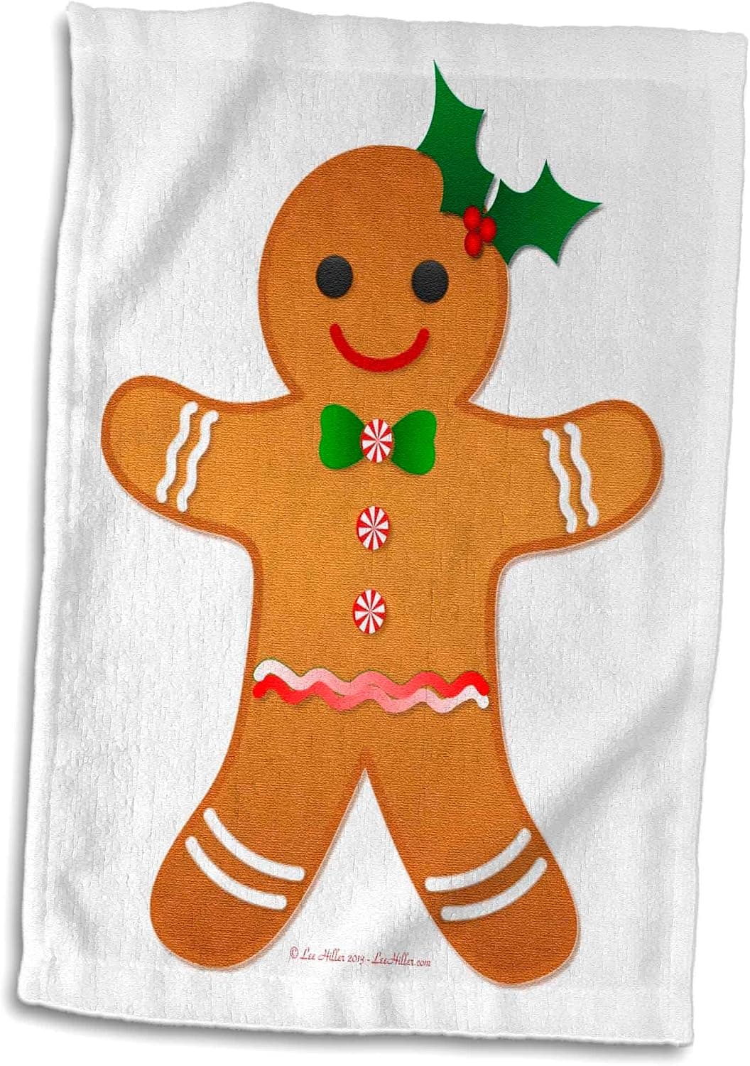 3dRose Happy Holidays Christmas Gingerbread Man Cookie - Girl - Towels (twl-107248-1)