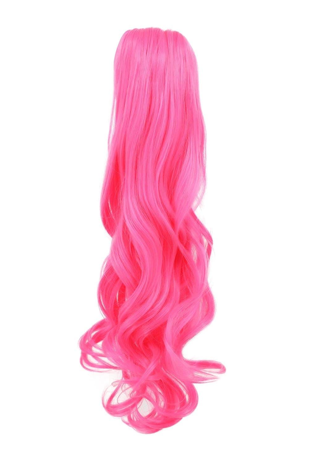 karlery Curly Clip In Thick Claw Drawstring Ponytail Multi-colored Hair Pony Tail Hair Extension (Hot Pink)