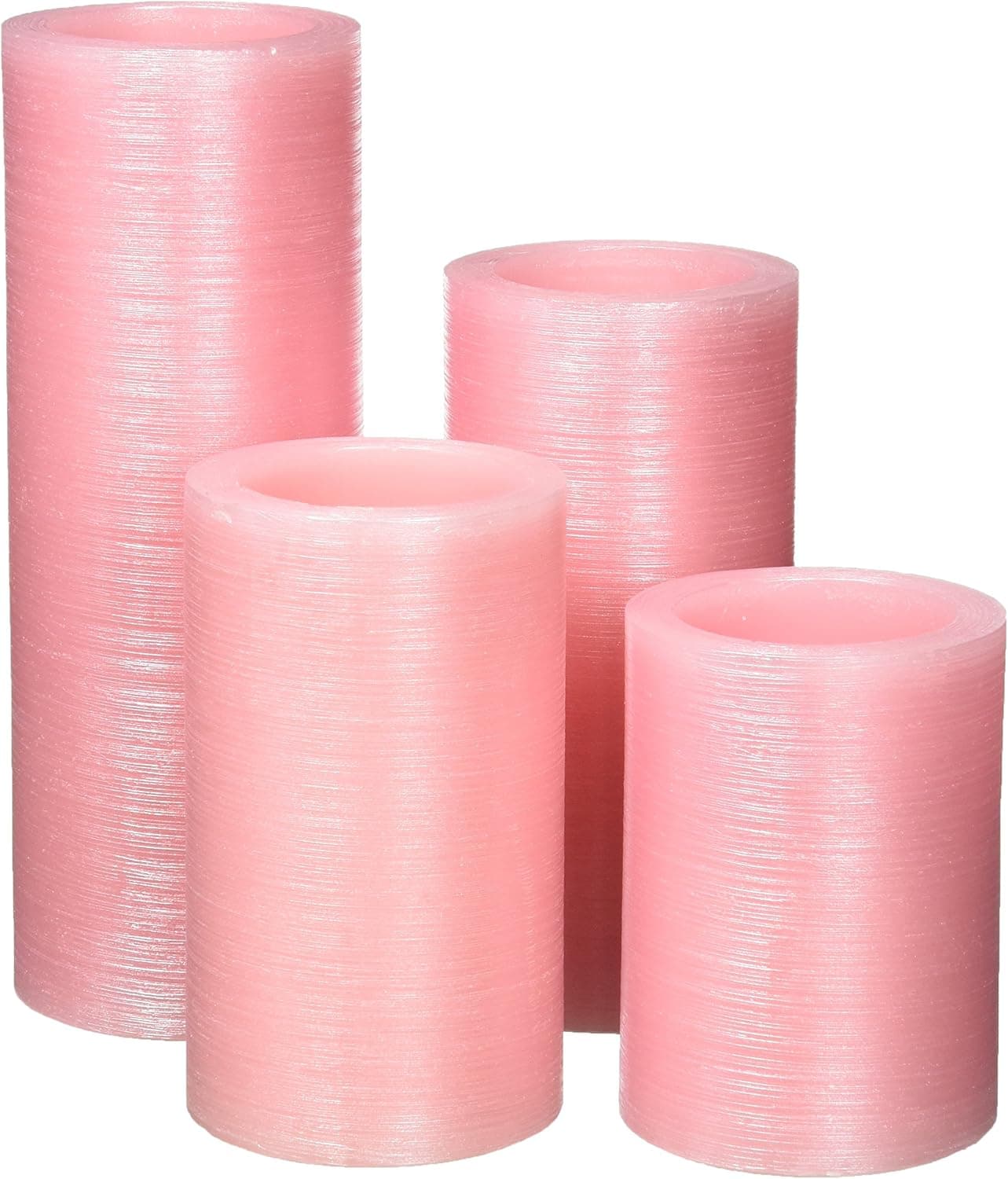 Pink Flameless Real Wax Candles with Remote 4, 5, 6, and 8-Inch Unscented LED Candles of 4