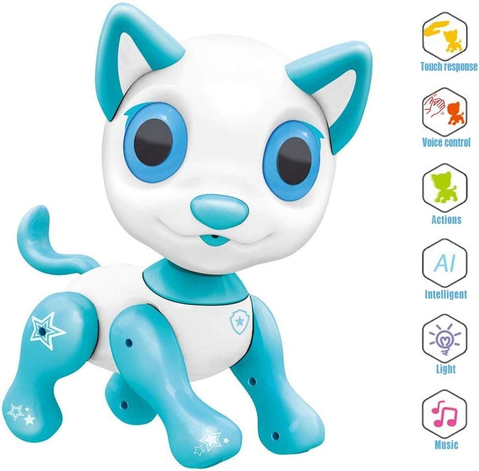 Electronic Pet Toy, Smart Robot Dog ~ Interactive Puppy Toys for Age 3 4 5 6 7 8 Year Old Boys and Girls, Gift for Kids ● Emotional Interaction (White)
