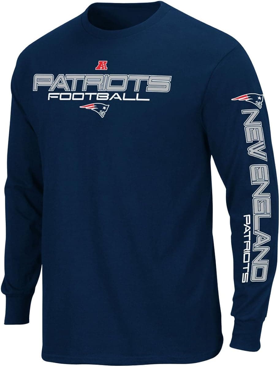 NFL New England Patriots Primary Receiver III Long Sleeve T-Shirt, Athletic Navy, Large