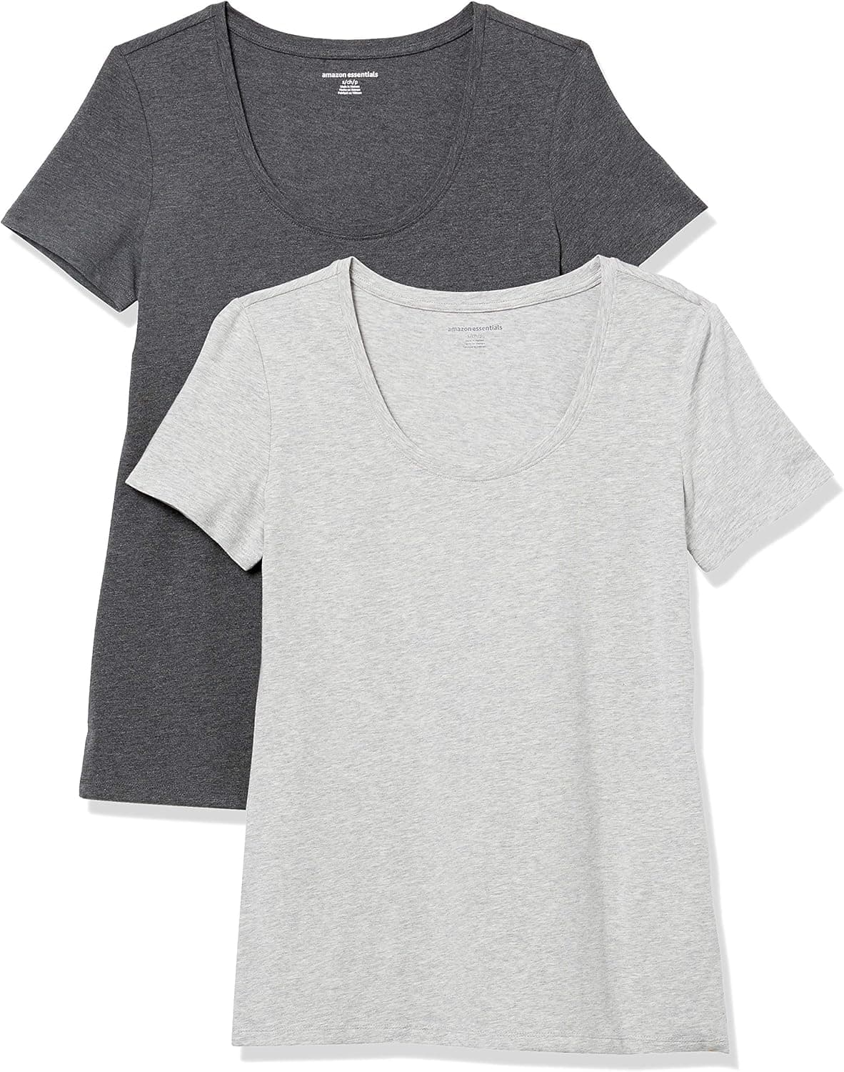 Amazon Essentials Women's Classic-Fit Short-Sleeve Scoop Neck T-Shirt (Available in Plus Size), Pack of 2