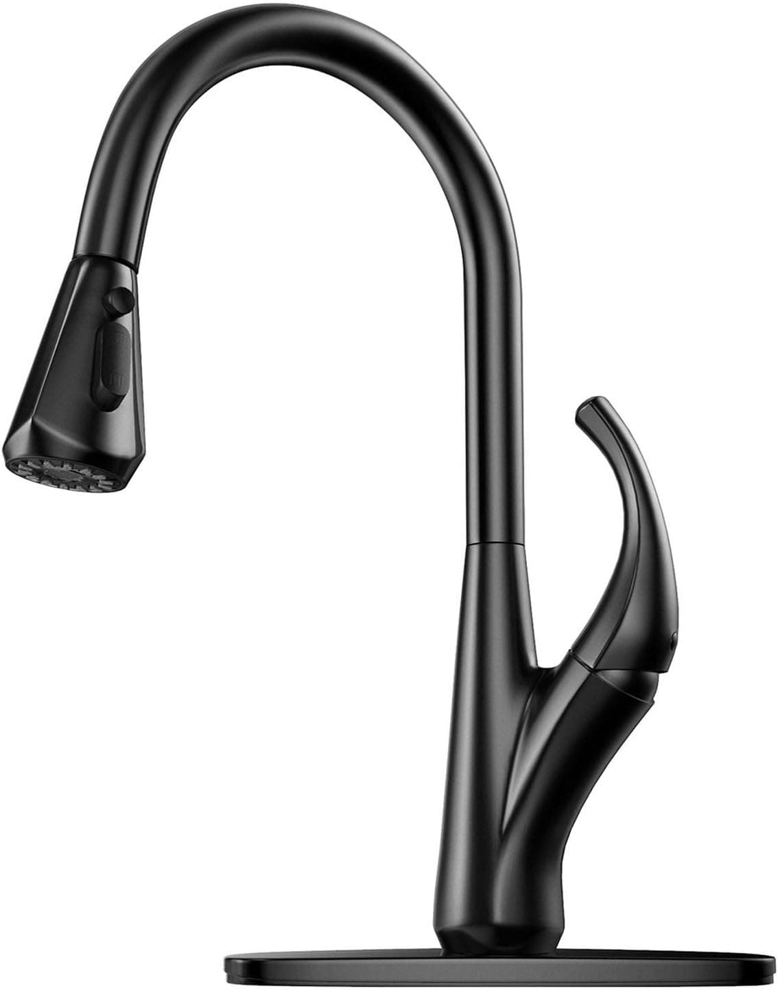 X Home Kitchen Faucet with Pull Down Sweep Sprayer, High Arc Single Handle Kitchen Sink Faucet with Pullout Sprayer, Deck Plated Included, 3 Spray Modes, Lead-Free, Matte Black