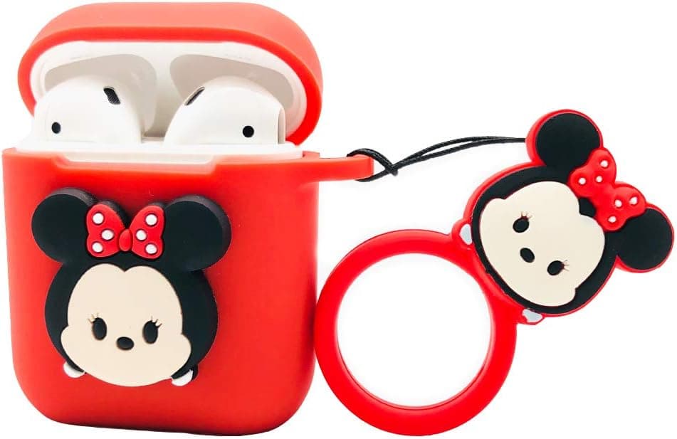 Ztowoto Airpods Case Airpods Accessories Protective Silicone Cover and Skin with Ring Rope and Airpods Staps for Apple Airpods Charging Case (Red)