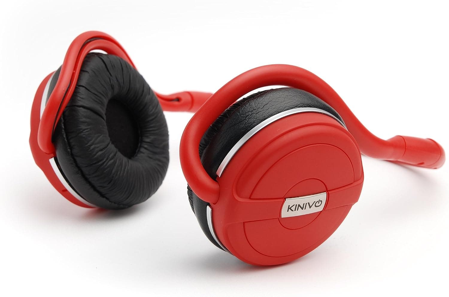 Kinivo BTH240 Bluetooth Headphones (Red, On-Ear, Wireless Music, Hands-Free Calling, Built-in Mic, Foldable, Memory Form Earpads, Travel Bag)