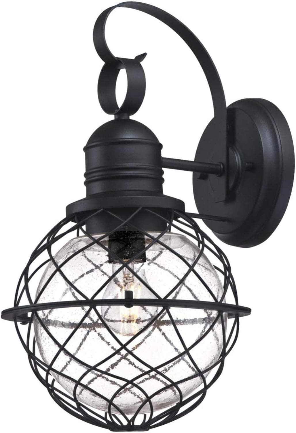 Westinghouse Lighting 6580500 Fells Point Vintage One-Light Outdoor Wall Light Sconce Textured Black Finish, Clear Seeded Glass