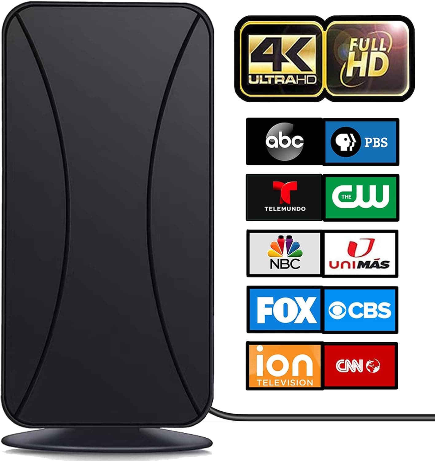 TV Antenna-HDTV Indoor/Outdoor Antenna-Support 4K 8K 1080P All TV's-Hi-Power Amplifier Signal Booster -17ft Coax HDTV Cable/AC Adapter