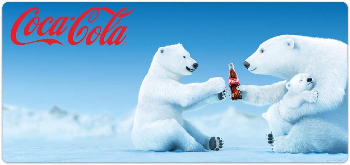 Coca-Cola Polar Bear Family Red Script Wall Decal Sticker 14 x 29