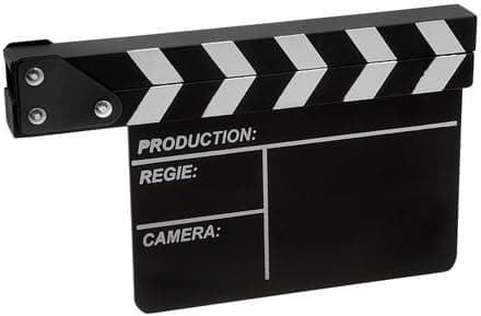 Fotodiox Movie Chalk Clapboard, Film Production Director's Slateboard Clapper, 8"x10.5" Wood w/Metal Fittings
