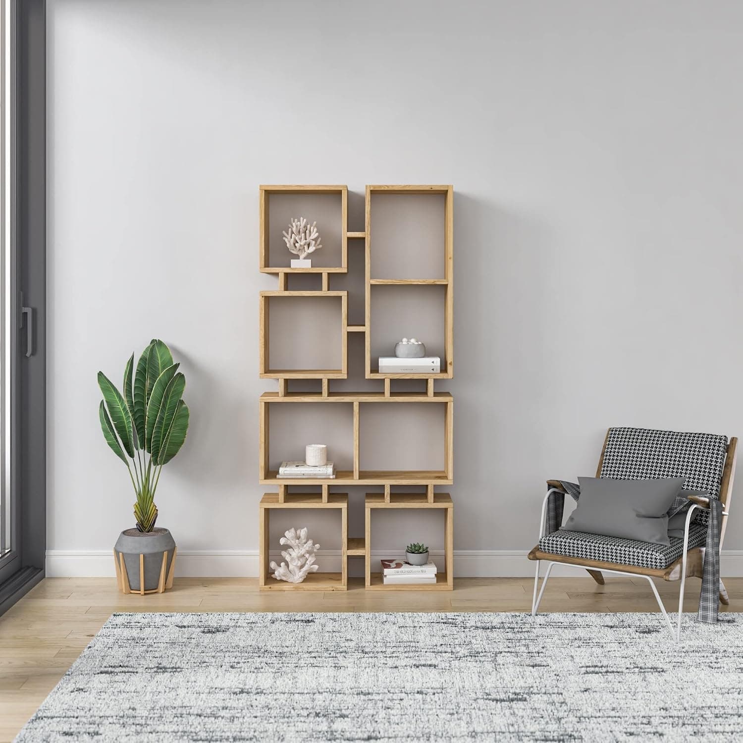 Ada Home Décor Bancroft Bookcase, 31'' x 66'' x 9'', Oak