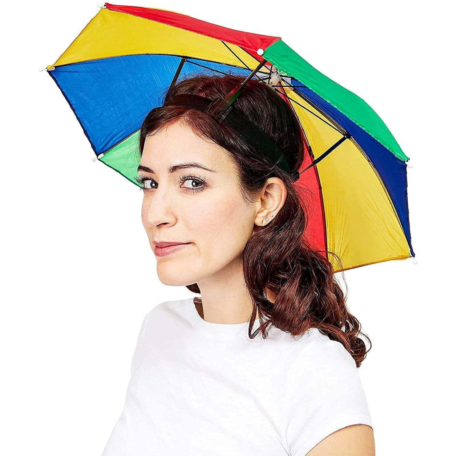 Juvale Waterproof Umbrella Hat, Pride Rainbow (20 in.)