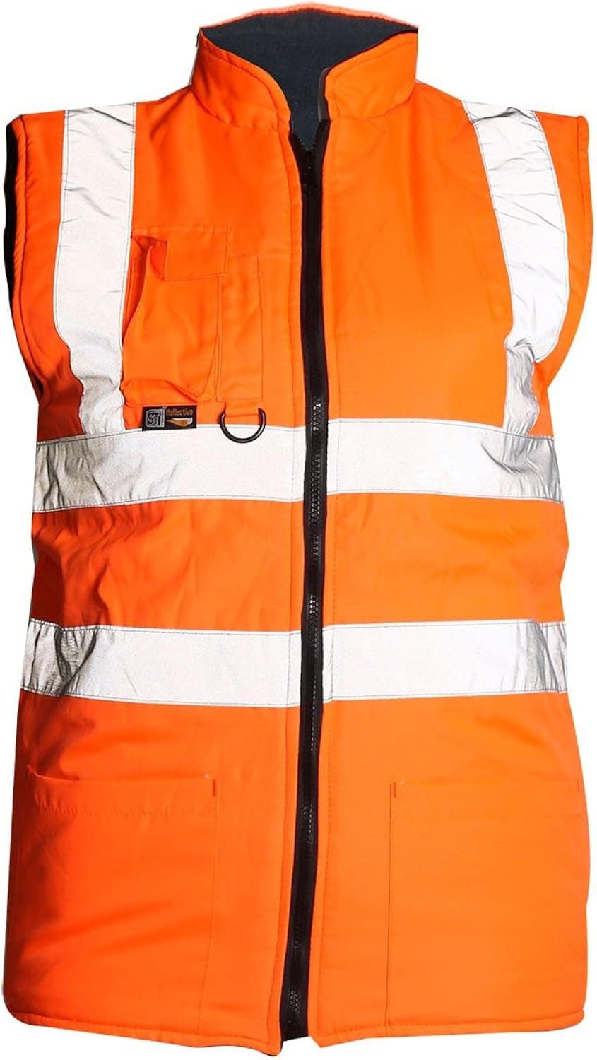 Forever High Viz Safety Work Reversible Fleece Body Warmers Waistcoat