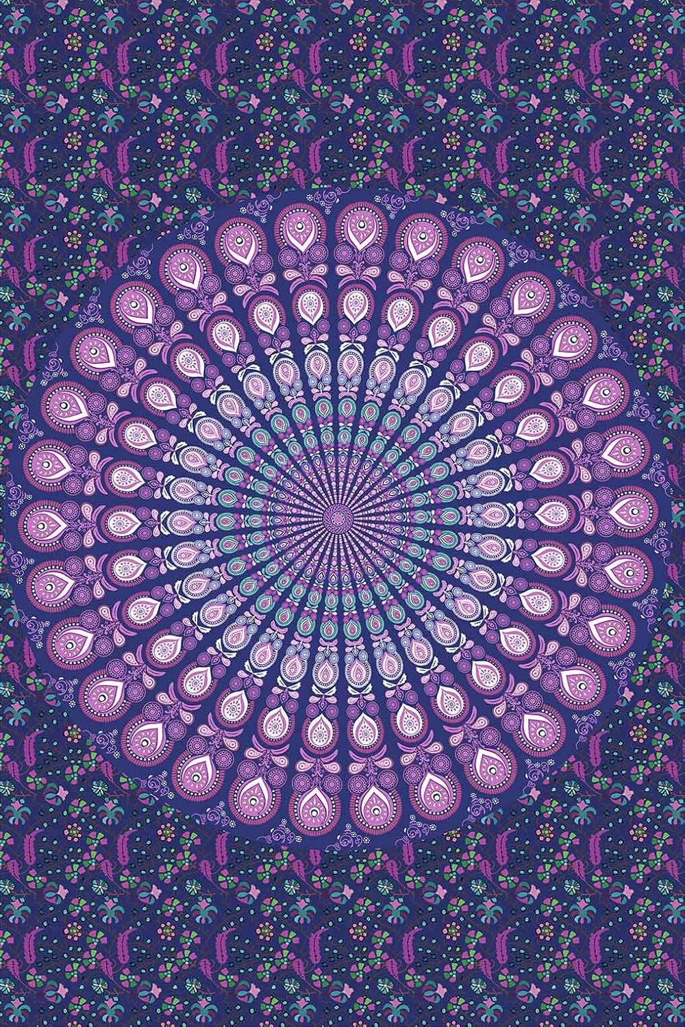 Mandala Tapestry Indian Hippie Bohemian Tapestry Psychedelic Peacock Flower Wall Hanging Tapestry Home Decorations for Bedroom (40×60Inches) DBLX039