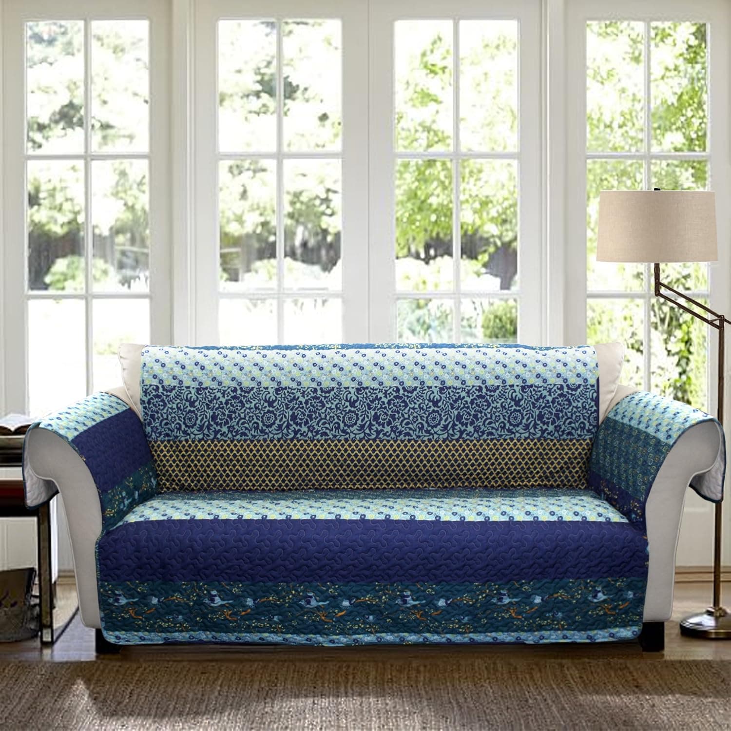 Lush Decor Royal Empire Slipcover/Furniture Protector for Sofa, Peacock