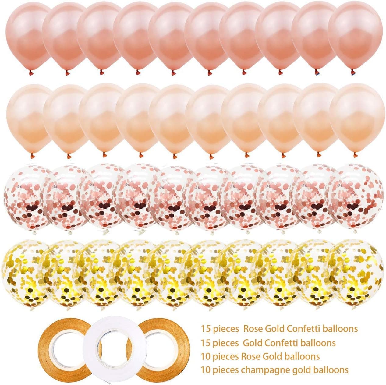 Rose Gold Confetti Balloons 50 Pack, 12 Inch Latex Party Balloons with Confetti Dots for Graduation Party Supplies 2020 Decorations