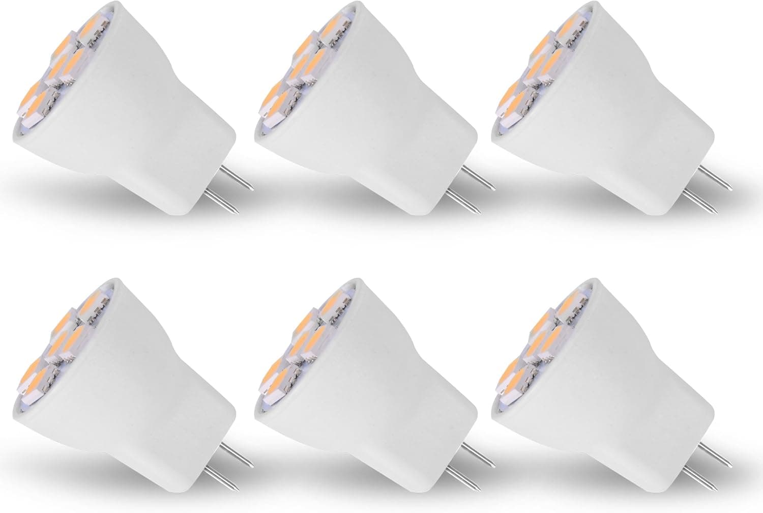 MR8 Light Bulb LED Replacement for Mini Halogen Recessed Lamps 12 Volt 1" Diameter GU4 RV Boat Camper Yacht Train Motor Home Interior Tiny House Ship Van Truck Sprinter Lighting - Warm White - 6 Pack