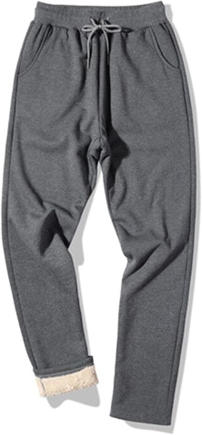 Flygo Men's Warm Fleece Pants Sherpa Lined Sweatpants Winter Active Track Joggers Pants
