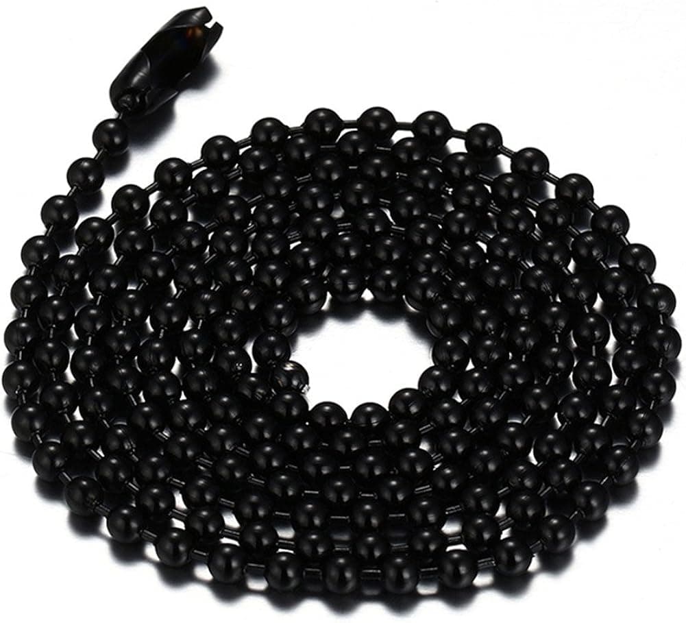 SINLEO Titanium Stainless Steel Small Beads Ball Chain Necklace for Men Women 16-38 Inches Silver Black Gold