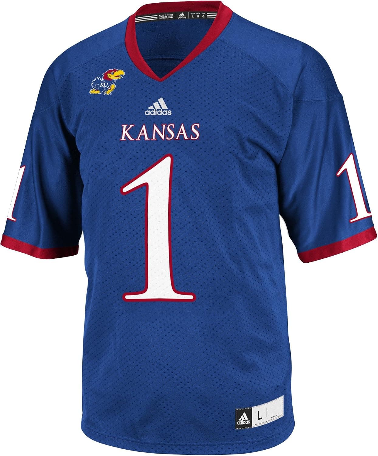 adidas NCAA Kansas Jayhawks Men's Replica Football Jersey, Blue, Large