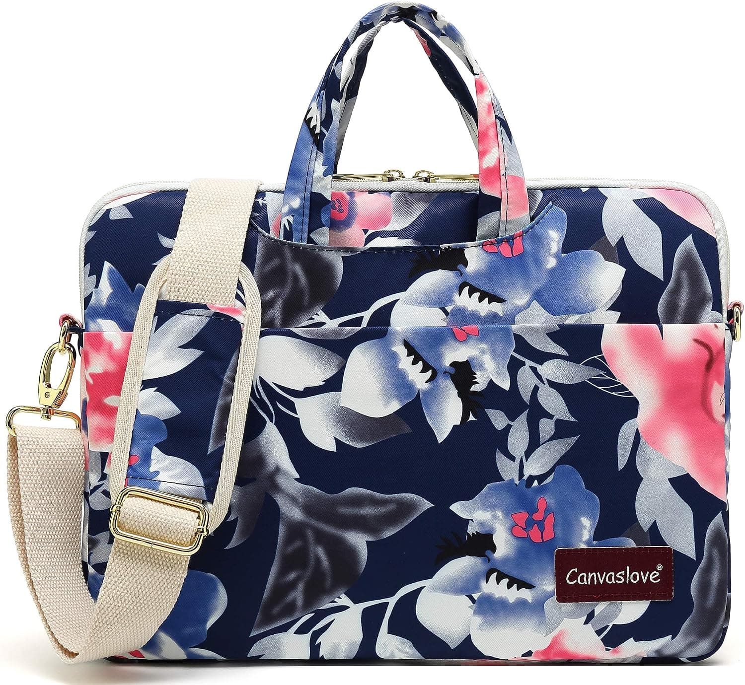 Canvaslove New Design Laptop Shoulder Messenger Case Bag With 270 Degree Rebound Bubble Protection For Macbook Pro Air 13 and 11 inch 12 inch 13.3 inch Laptop(Fantasy Flowers Blue)