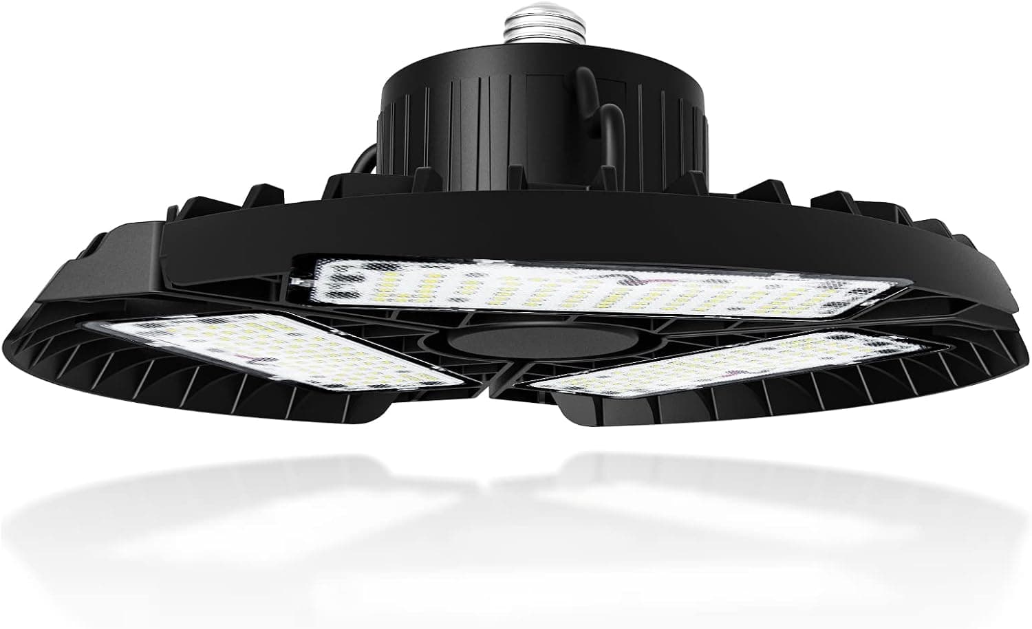 bulbeats 100W LED High Bay Light with 3 Adjustable Panels,12000LM Super Bright Shop Lights, LED Commercial Bay Lighting with E26 Base, Garage Ceiling Light Fixtures for Barn Warehouse Workshop