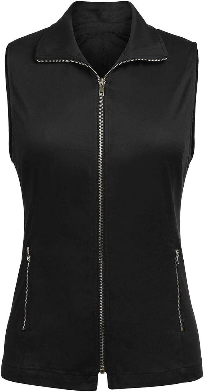 Pinspark Women Casual Lightweight Soft Full-zip Vest Military Sleeveless Jacket S-XXL
