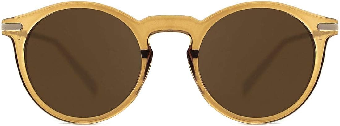modesoda Horn Rimmed Sunglasses for Women Men Semi Rimless Sun Glasses Round Half Frame Retro Shades UV400 Protection Eyewear