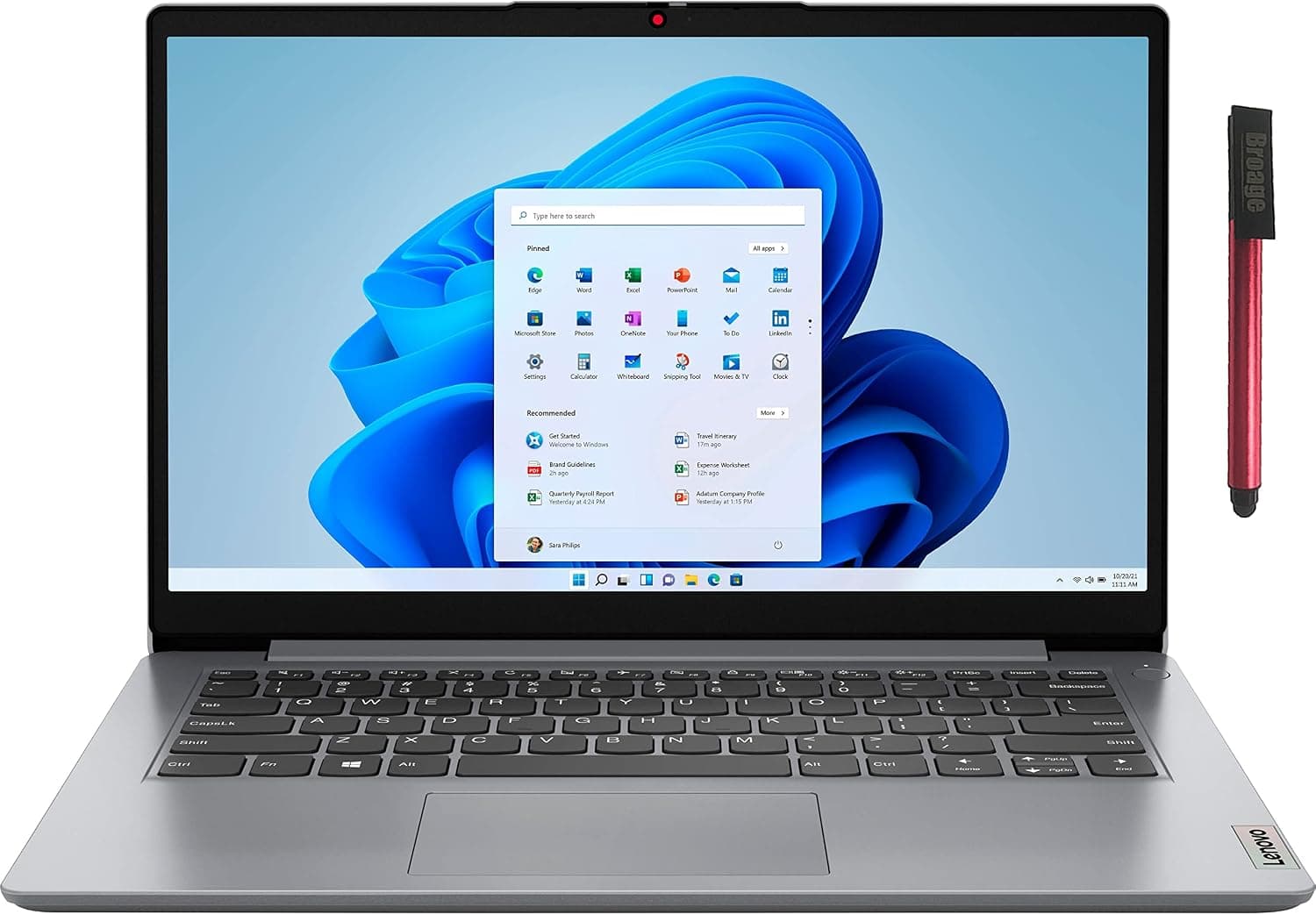 Lenovo IdeaPad 1i 14" Laptop Computer, Intel Celeron N4020 up to 2.8GHz, 4GB LPDDR4 RAM, 128GB Storage (64GB eMMC + 64GB Flash Drive), 802.11AC WiFi, Bluetooth, Type-C, Cloud Grey, Windows 11 S