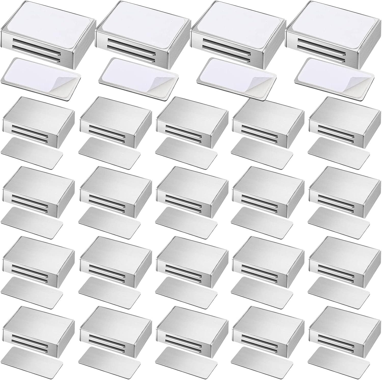 24 Pcs Cabinet Magnetic Catch Adhesive Magnetic Door Catch Strong Cabinet Door Magnet Latch Kitchen Magnetic Latch Stainless Steel for Cupboard Magnetic Closure Closet Door Closing Drawer